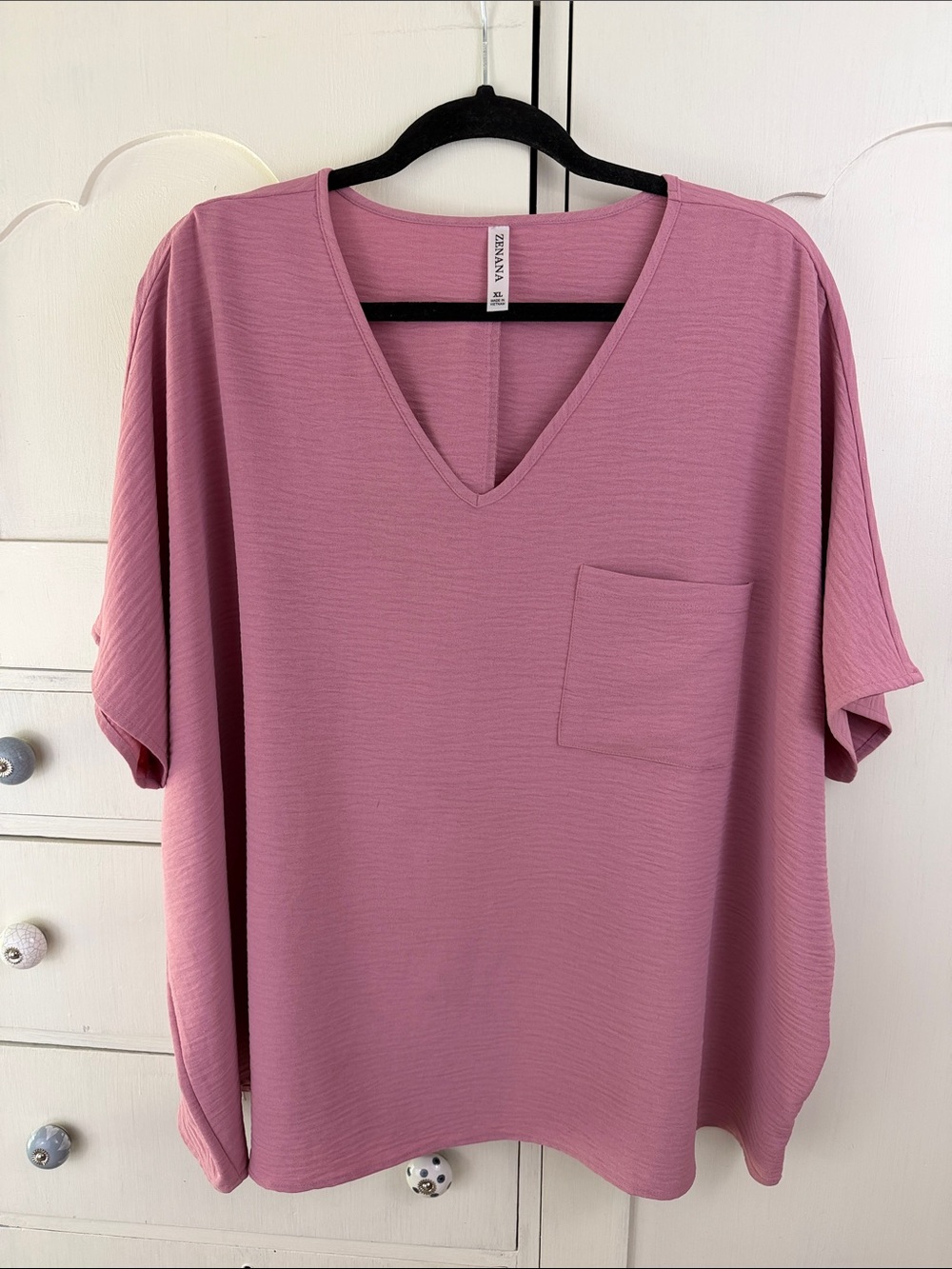 Zenana V-Neck Pocket Tunic in Mauve Pink - Picture 10 of 10